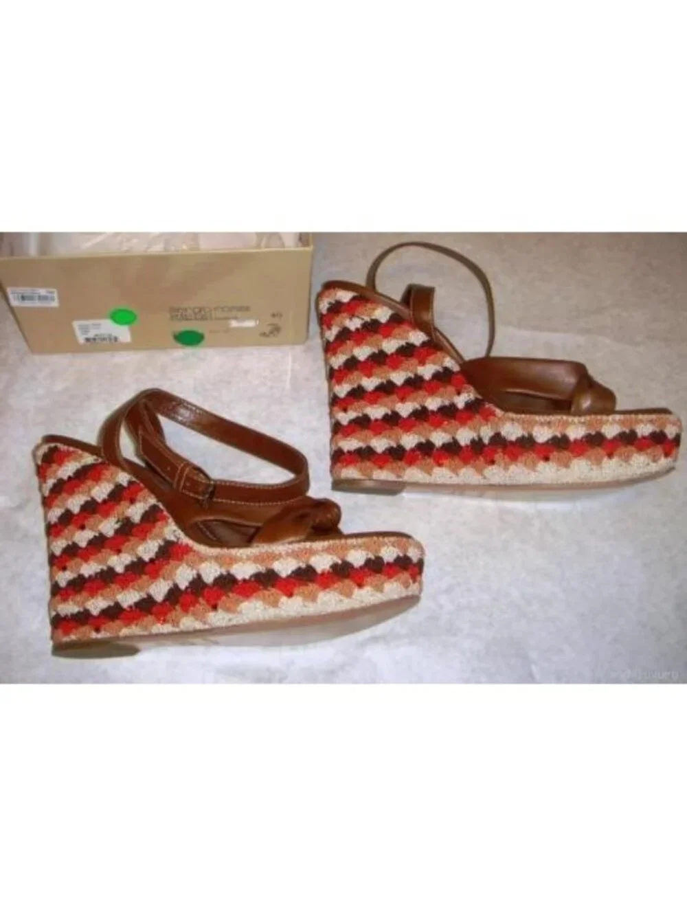 Sergio Rossi Crochet Platform Wedges Heels Shoes 38 EUR 8 US New In Box